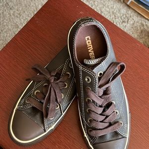 Converse shoes - brown leather - unisex - women’s size 8 - men’s size 6